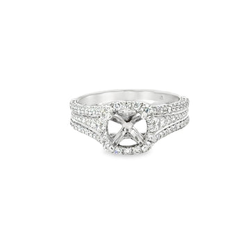 18kt White Gold Halo Natural Diamonds Semi-Mount Ring (1.02ct)