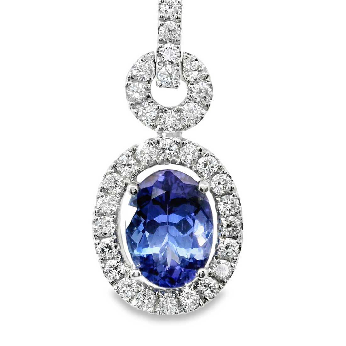 18kt White Gold Natural Oval Tanzanite and Diamonds Pendant (1.80ct)