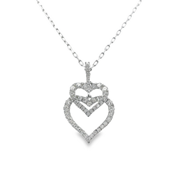 18kt White Gold Double Heart Diamond Pendant (.50ct)