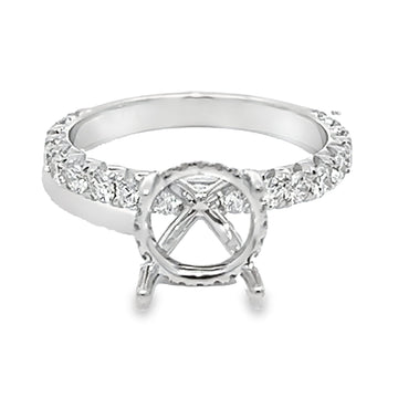 18K White Gold Natural Diamond Semi-Mount Ring (.85ct)