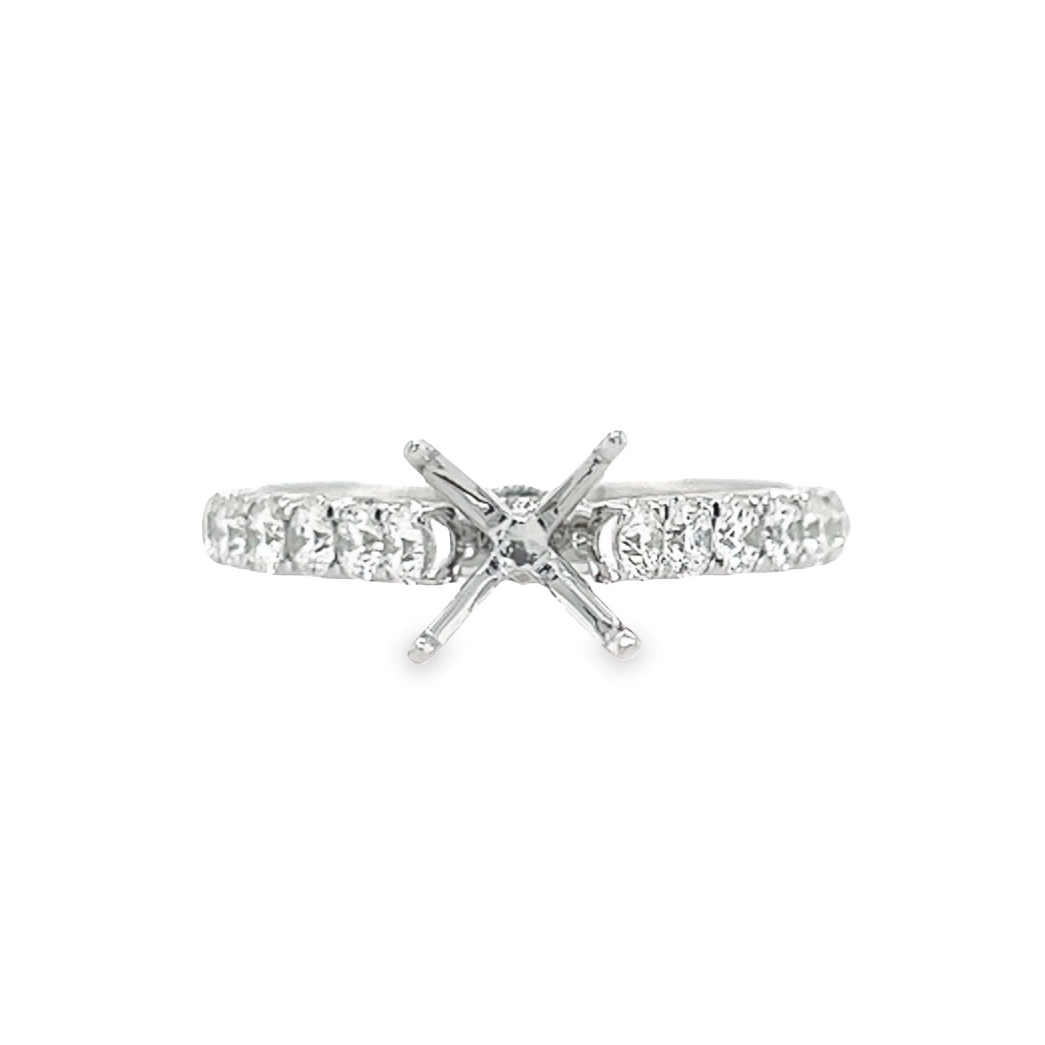 18kt White Gold Natural Round Diamond Semi-Mount Ring (.69ct)