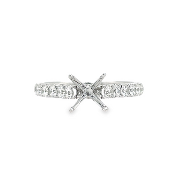 18kt White Gold Natural Round Diamond Semi-Mount Ring (.69ct)