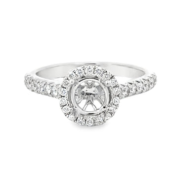 18kt White Gold Halo Natural Diamonds Semi-Mount Ring (0.37ct)