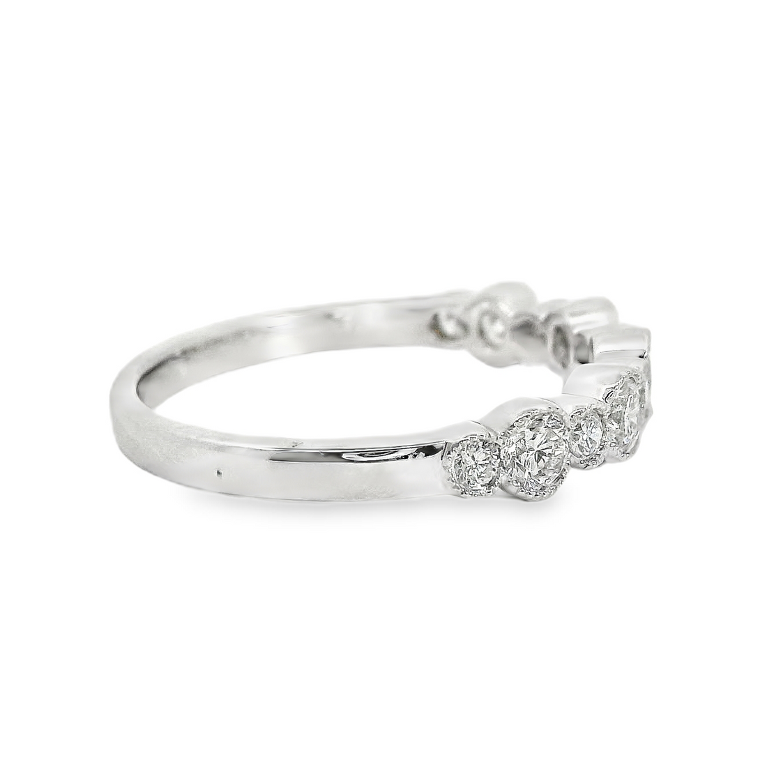 18kt White Gold Natural Round Diamond Wedding Ring (.62ct)