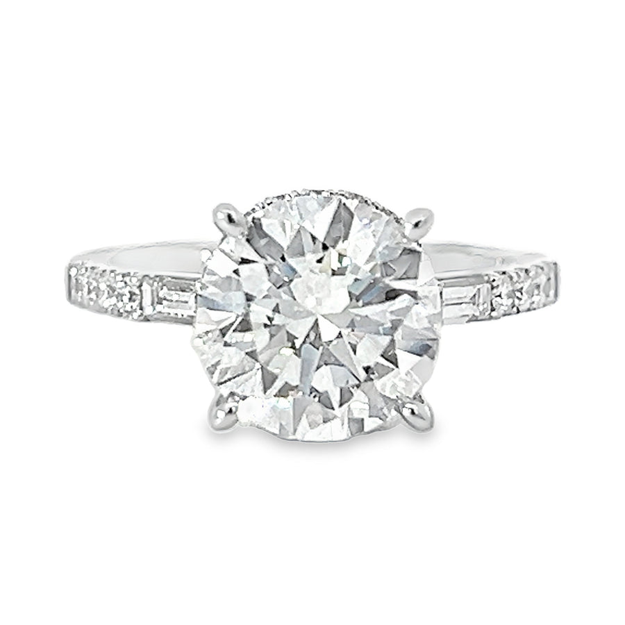 18kt White Gold Round Diamond Engagement Ring (3.57ct)