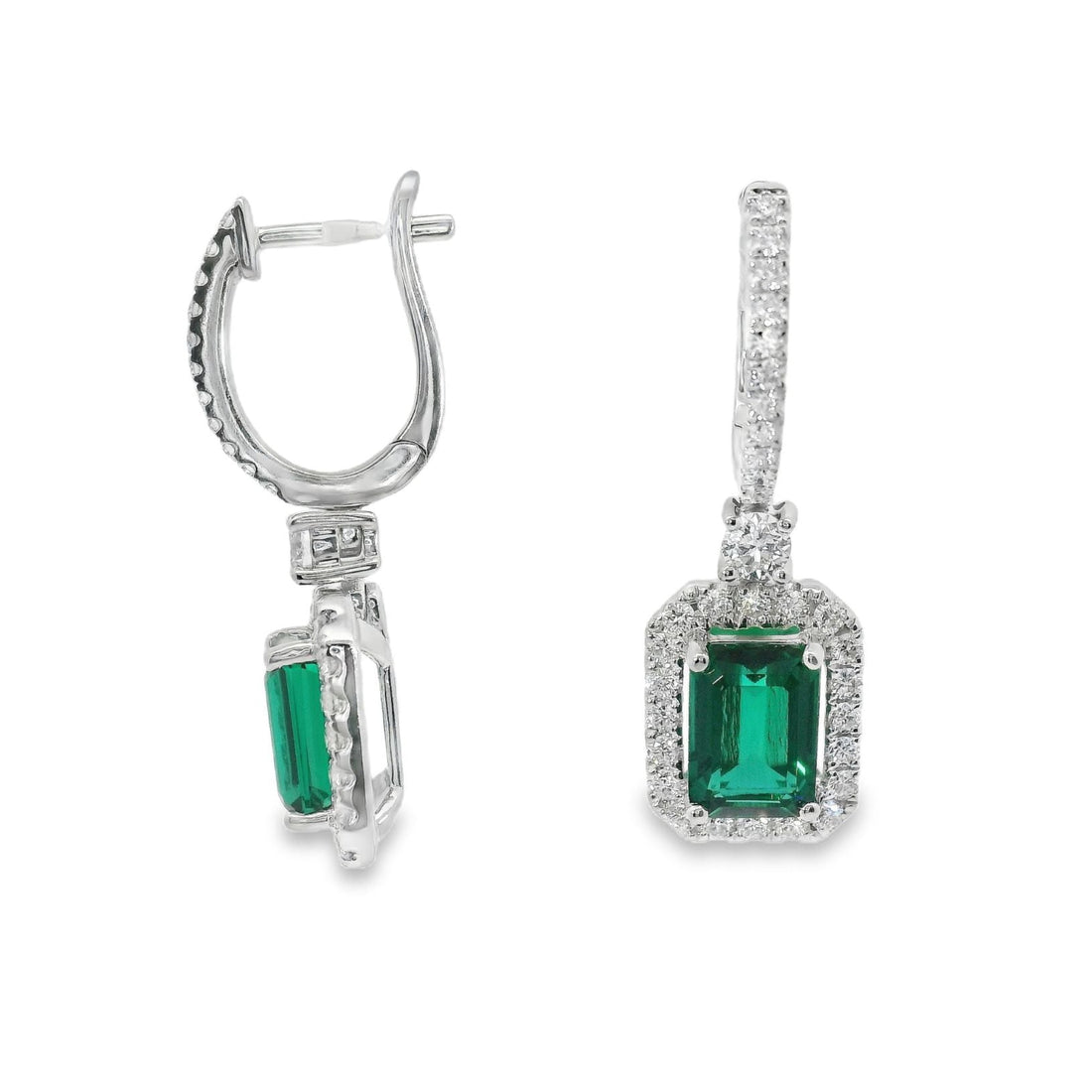 18kt White Gold Diamonds and Lab-Grown Emeralds Drop Earrings (2.41ct)
