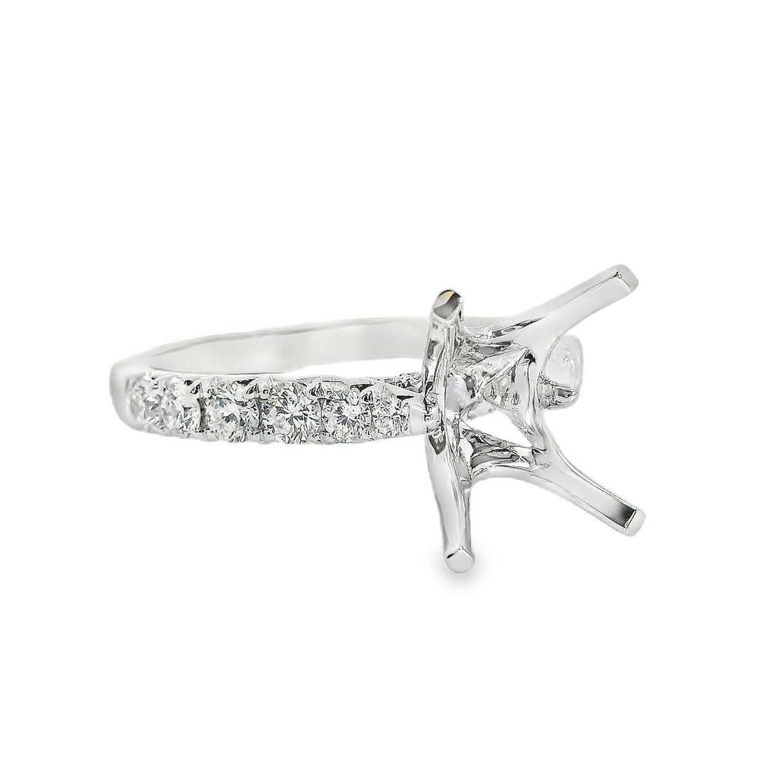 18kt White Gold Natural Round Diamond Semi-Mount Ring (.61ct)
