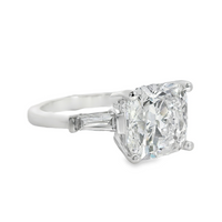 18kt White Gold Lab-Grown Cushion & Natural Baguette Diamonds Engagement Ring (4.30ct)
