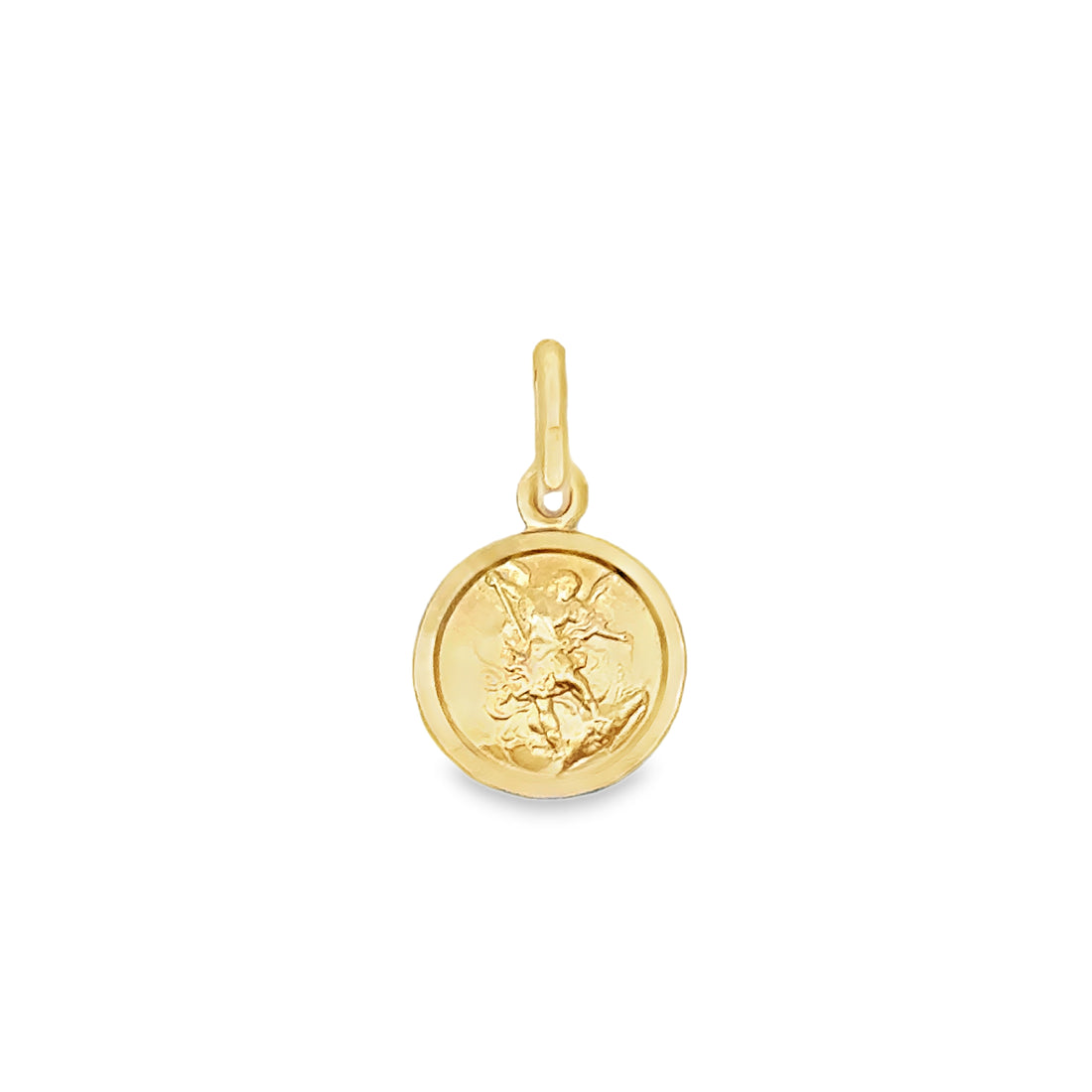 18kt Yellow Gold 11mm Italian Made St. Michael Charm (1.5g)