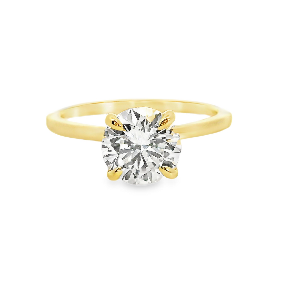 18kt Yellow Gold Lab-Grown Round Diamond Hidden Halo Engagement Ring (1.57ct)