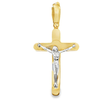 18kt Two Tone Gold Italian Made Crucifix Pendant (5.8g)