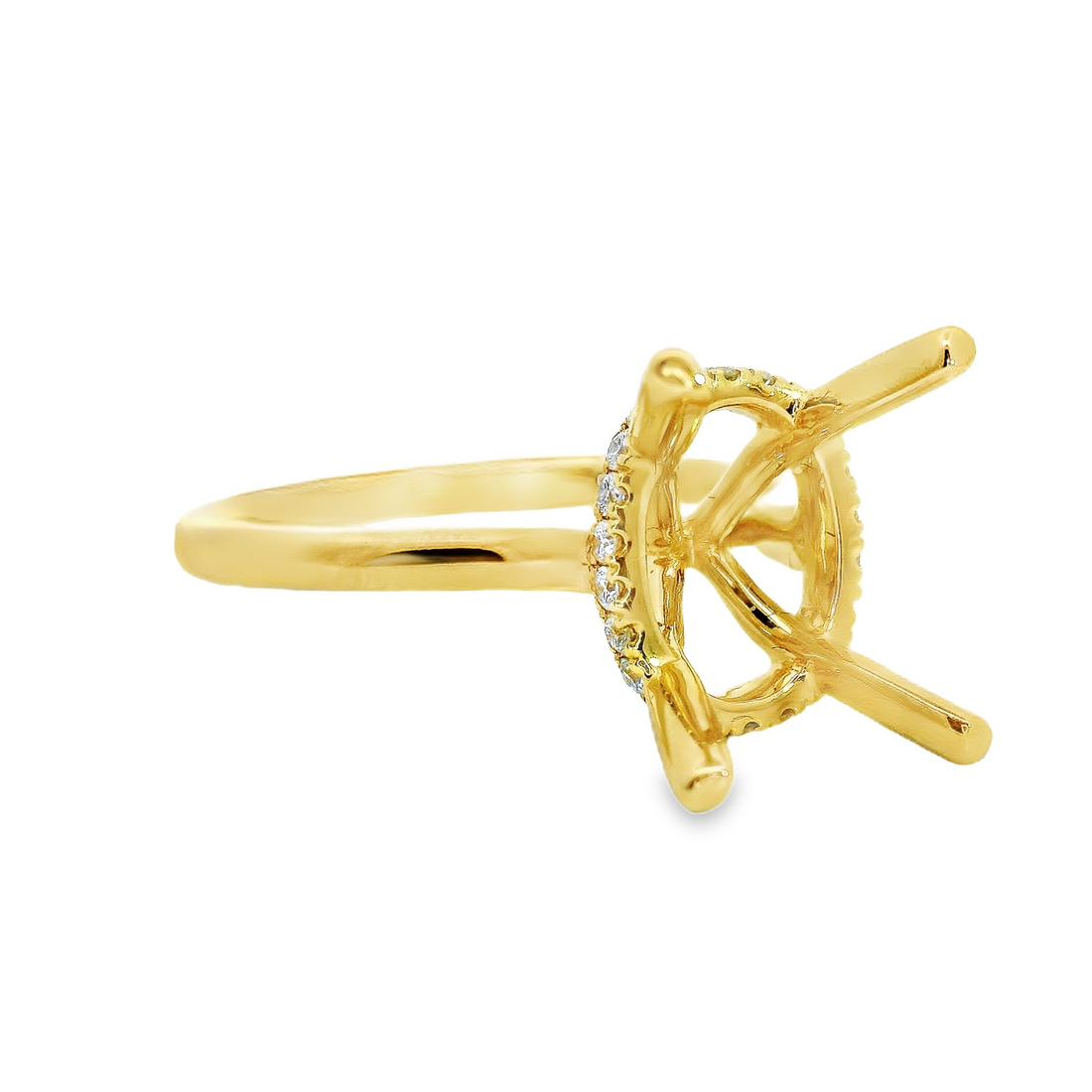 18kt Yellow Gold Natural Round Diamond Semi-Mount Ring (.13ct)