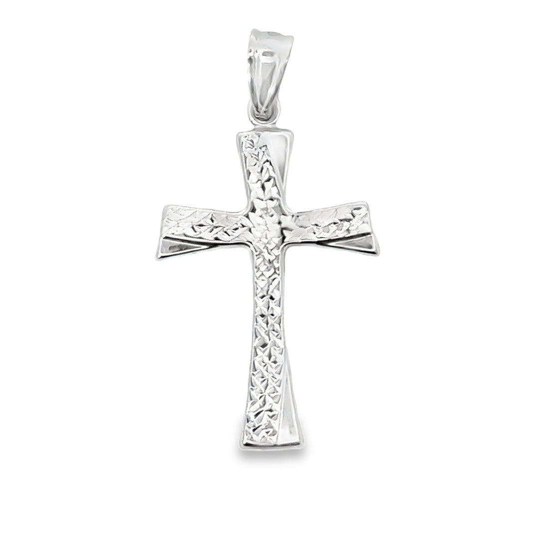 18K White Gold Italian Made Cross Pendant (1.33g)