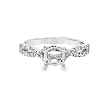 18kt White Gold Cross Over Natural Diamonds Semi-Mount Ring (0.23ct)