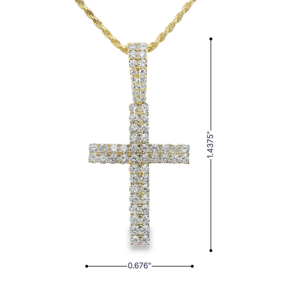 14kt Yellow Gold Lab-Grown Round Diamonds Cross Pendant (1.04ct)