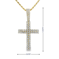 14kt Yellow Gold Lab-Grown Round Diamonds Cross Pendant (1.04ct)