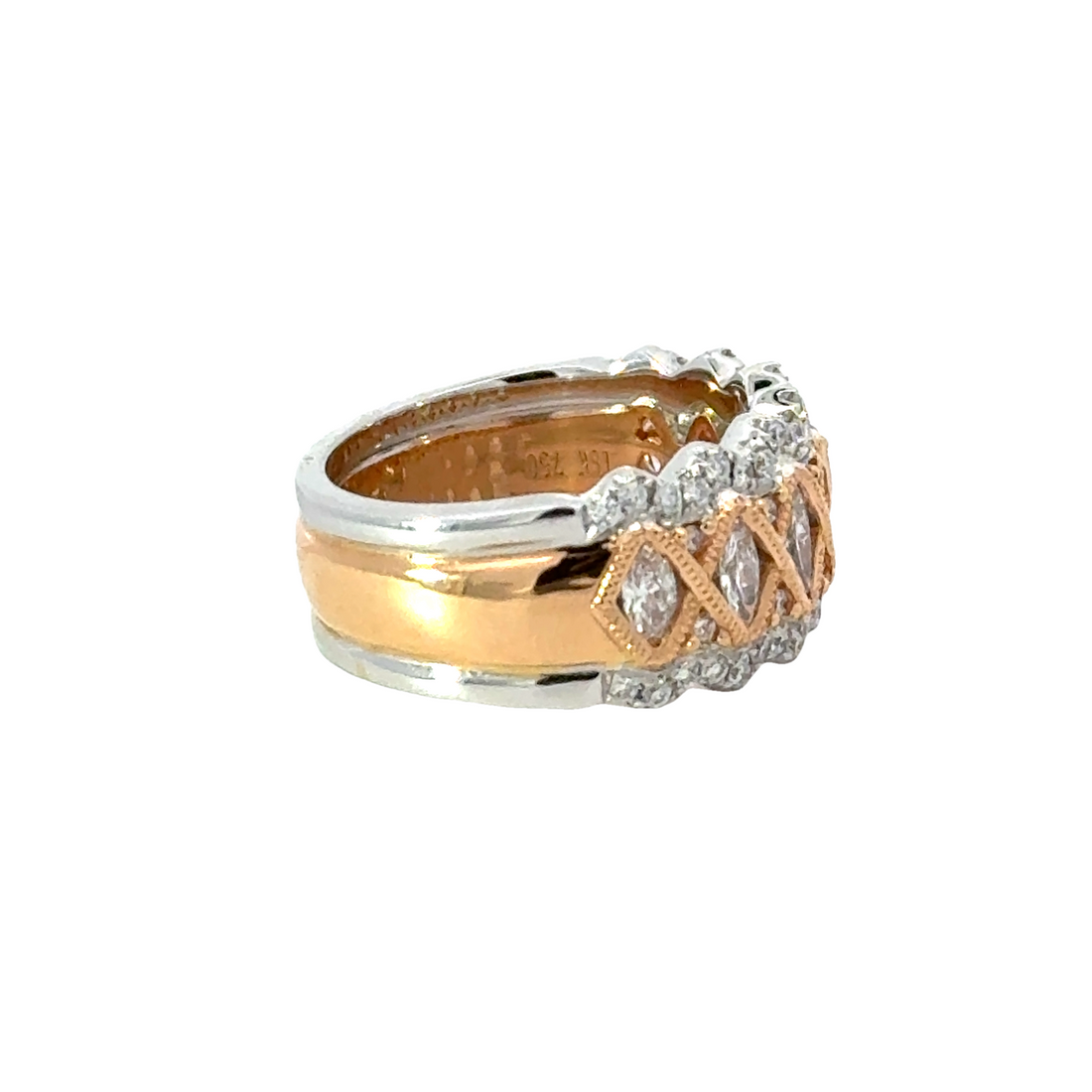 18kt Tu-Tone Gold Natural Diamond Free Form Ring (0.98ct)