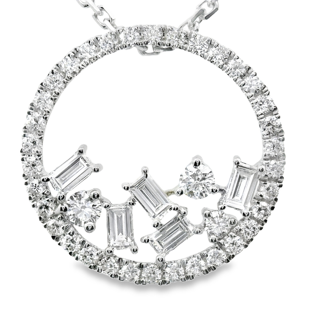 18kt White Gold Natural Diamond Circular Pendant (.50ct)