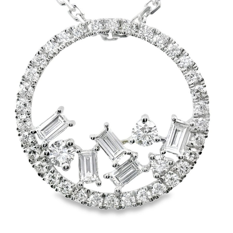 18kt White Gold Natural Diamond Circular Pendant (.50ct)