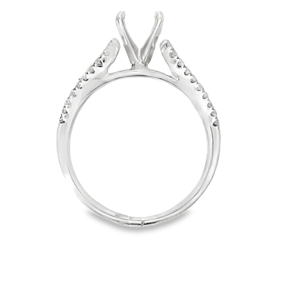 18kt White Gold Split Shank Natural Diamonds Semi-Mount Ring (0.2ct)