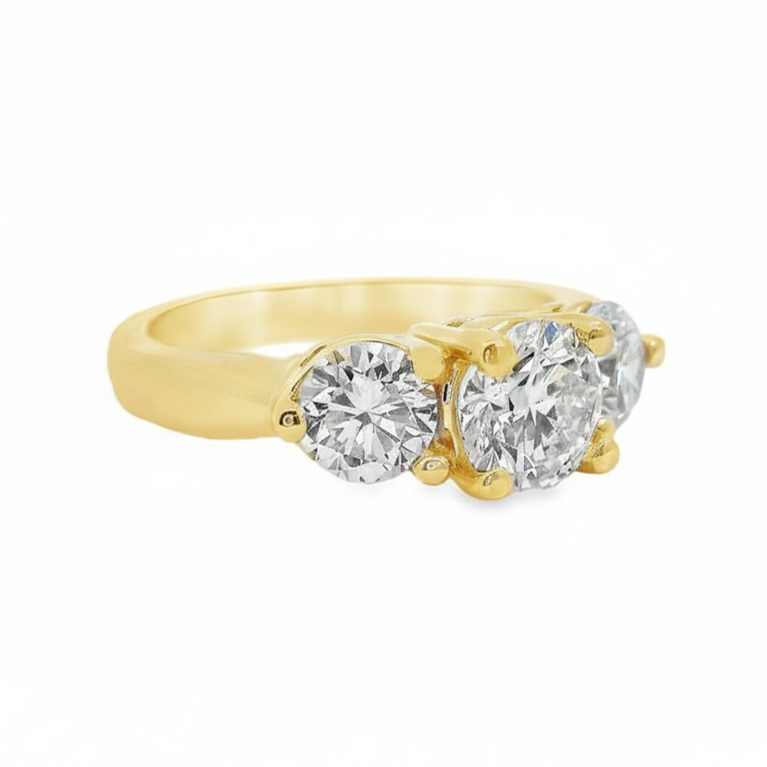 14kt Yellow Gold Lab-Grown Round Diamond 3-Stone Engagement Ring (2.08ct)