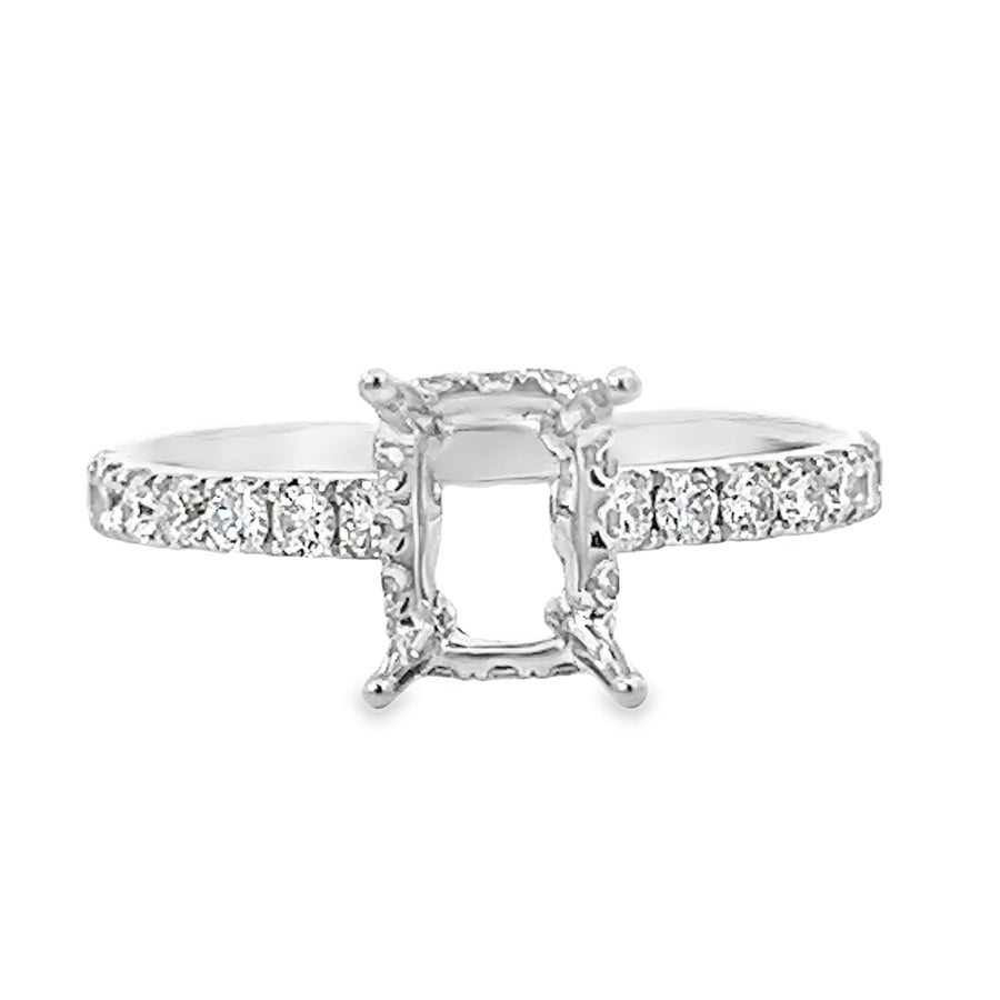 18kt White Gold Hidden Halo Natural Diamonds Semi-Mount Ring (0.46ct)