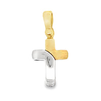 18kt Two-Tone Gold Italian Made Cross Pendant (2.0g)