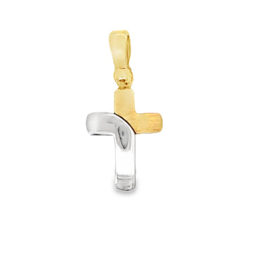 18K Two-Tone Gold Italian Made Cross Pendant (2.0g)