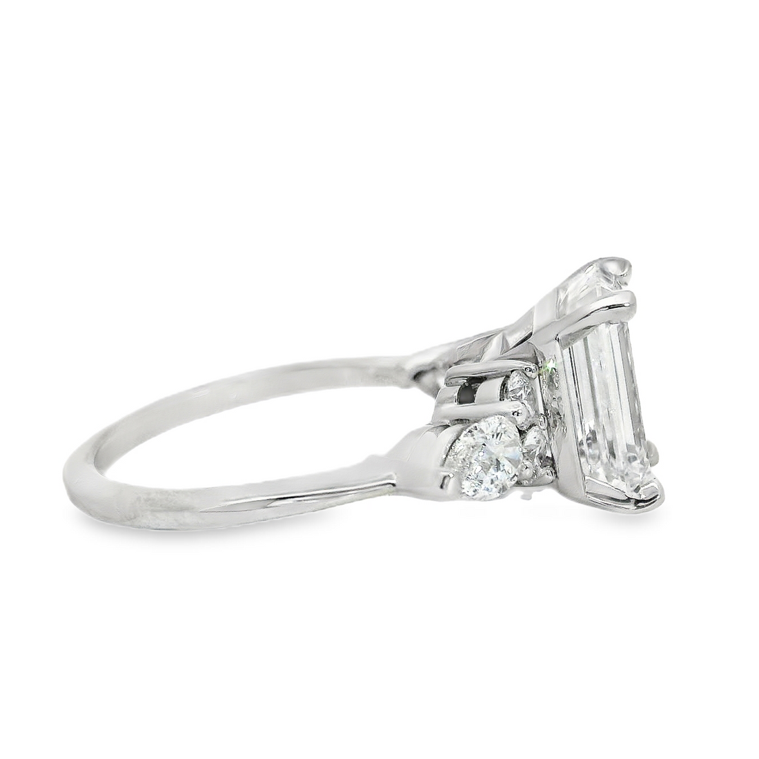 14kt White Gold Lab-Grown Emerald Cut & Pear Diamonds 3-Stone Engagement Ring (3.79ct)