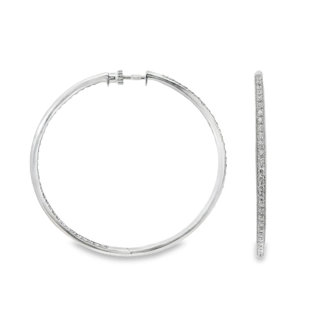 18kt White Gold Natural Diamonds Large Hoop Earrings (1.9ct)