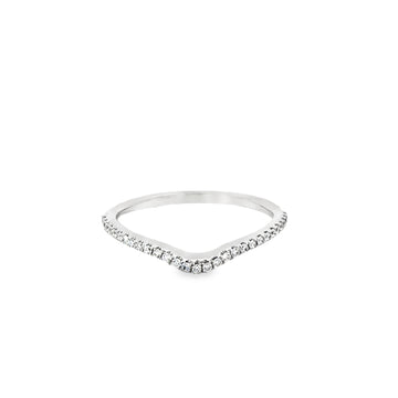 18kt White Gold Diamond Curved Wedding Ring (0.14ct)