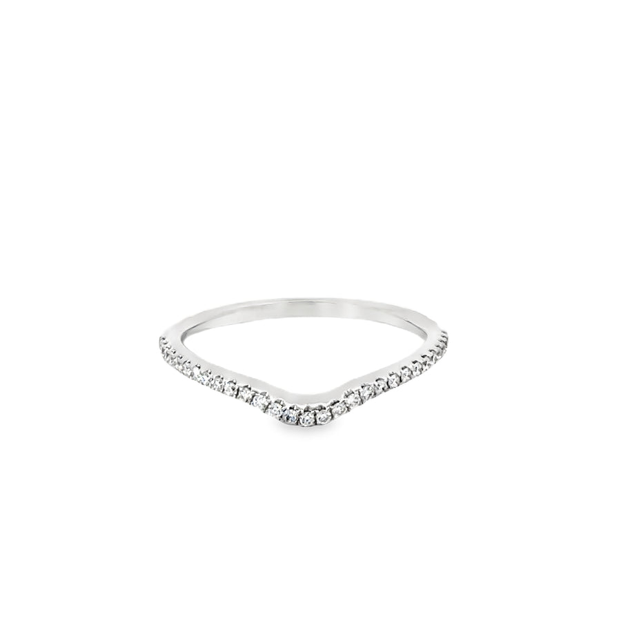 18kt White Gold Diamond Curved Wedding Ring (0.14ct)