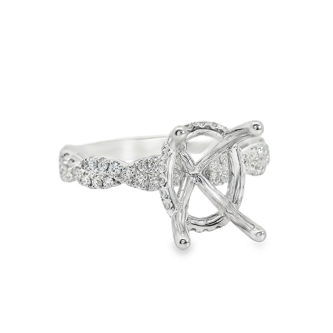 18kt White Gold Natural Round Diamond Hidden Halo Semi-Mount Ring (.49ct)