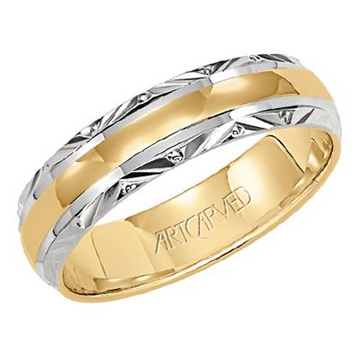 Artcarved 14kt Two-Tone 6mm Polished Center With Angled Edge Wedding Band