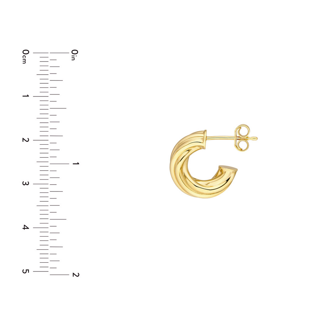 14kt Yellow Gold 6mm Small ID Twisted Open Hoop Earrings