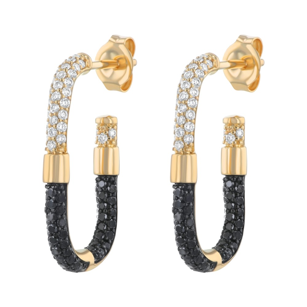 Oro Alexander 14kt Yellow Gold Natural Diamond Elongated Tube Earrings (.80ct)