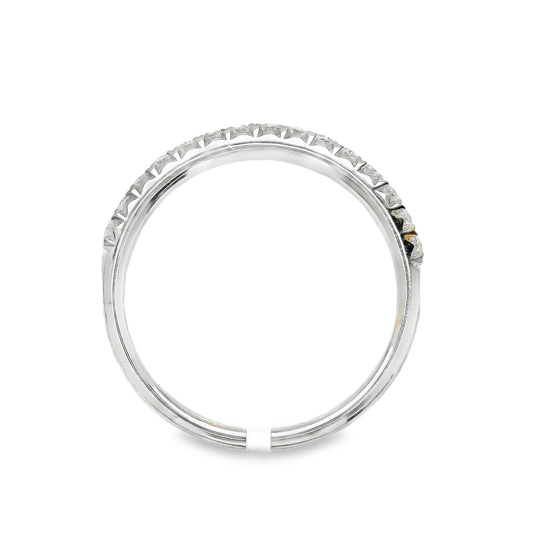 18kt White Gold Natural Round Diamond French Pave Wedding Ring (0.30ct)
