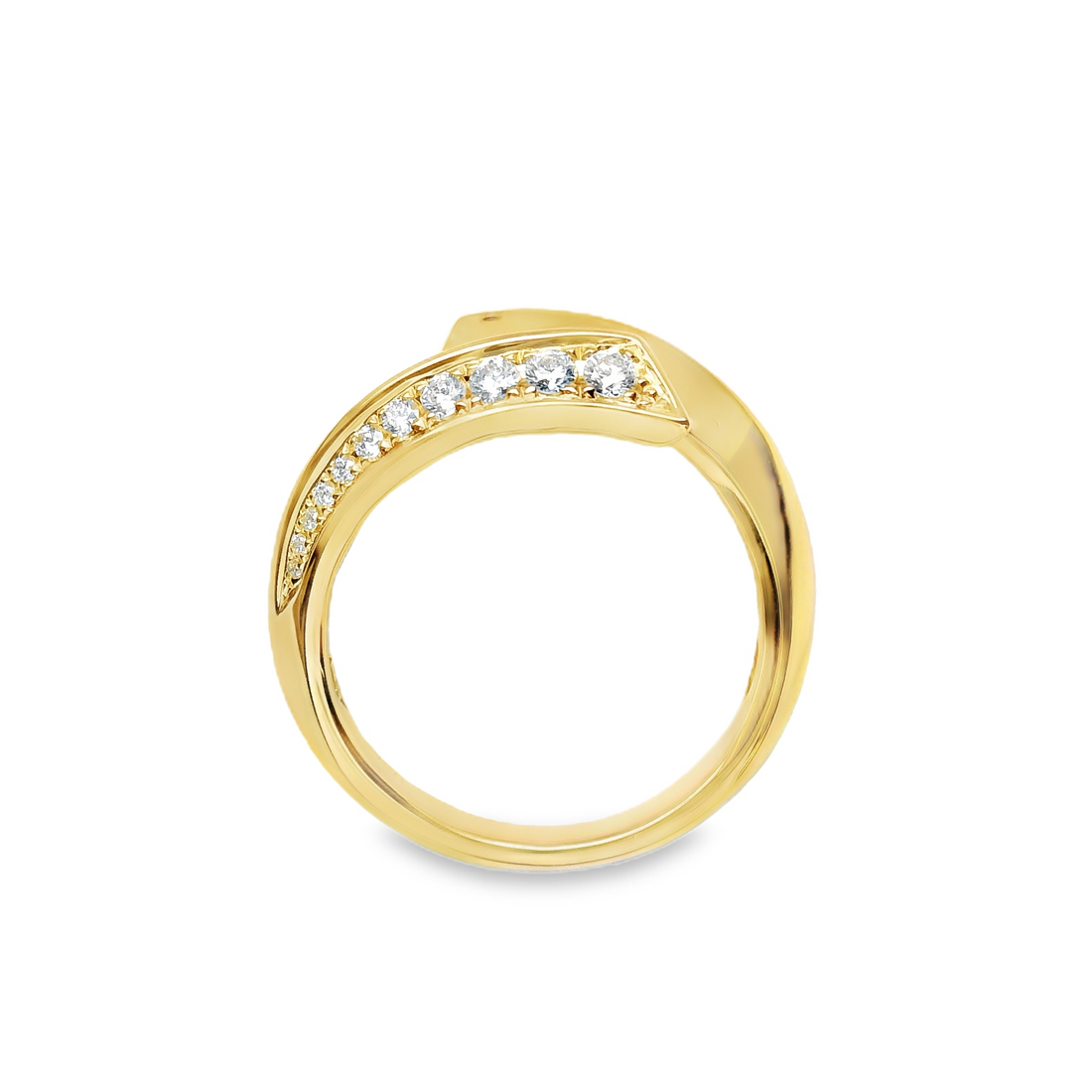 18kt Yellow Gold Natural Round Diamond Bypass Ring (.32ct)