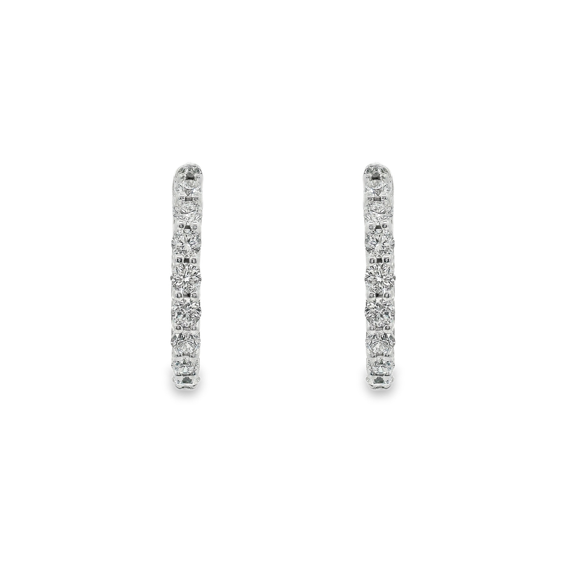 14kt White Gold Lab-Grown Round Diamond Small Hoop Earrings (1.27ct)