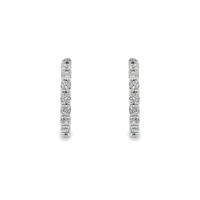 14kt White Gold Lab-Grown Round Diamond Small Hoop Earrings (1.27ct)