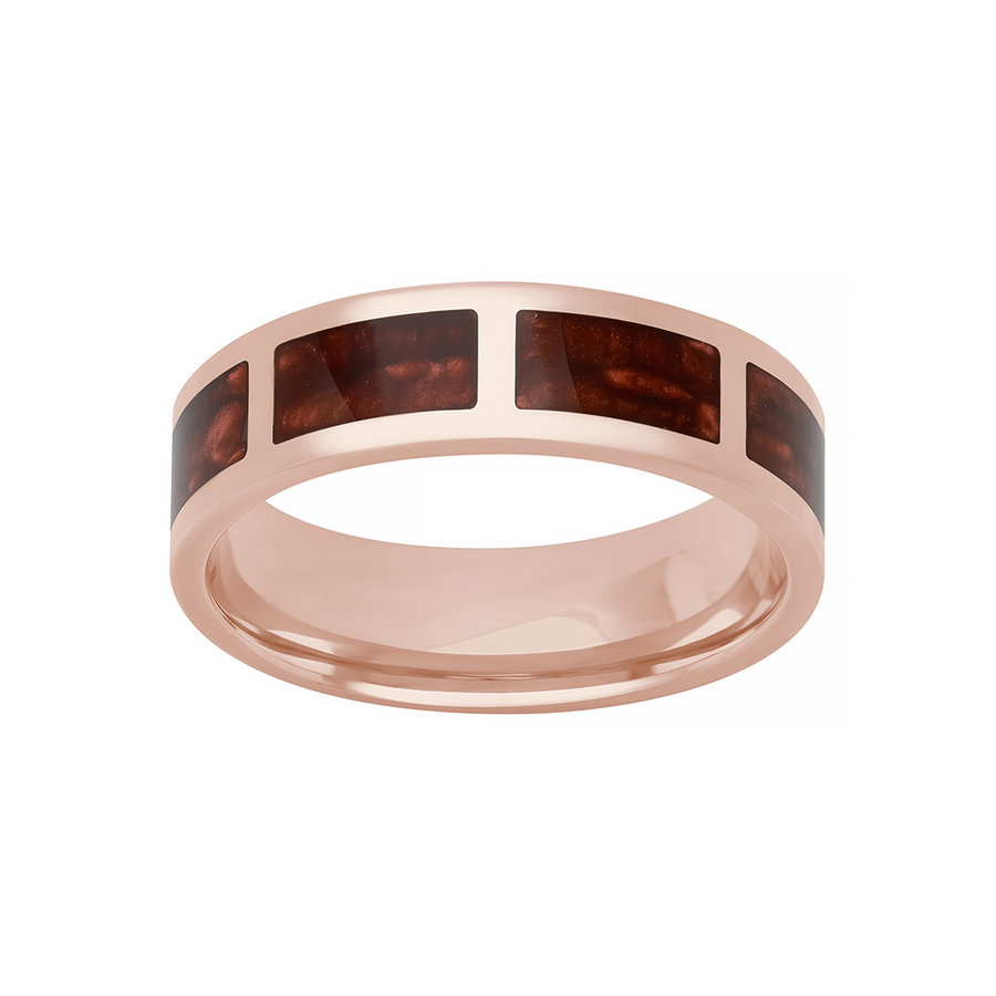 Goldman 14kt Yellow Gold and Red Ceram8 Inlay 6mm Wedding Band