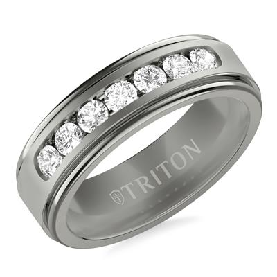 Triton Gray Tantalum Lab-Grown Diamond 7mm Ring (.87ct)