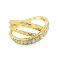18kt Yellow Gold Natural Round Diamond Freeform Wedding Ring (.40ct)