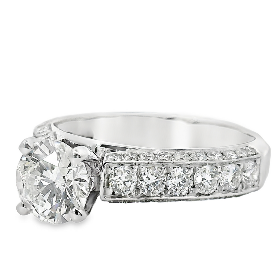 14kt White Gold Natural Round Brilliant Diamond Engagement Ring (1.99ct)