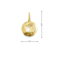 18kt Yellow Gold Italian Made Cherub Disc Charm (.99g)