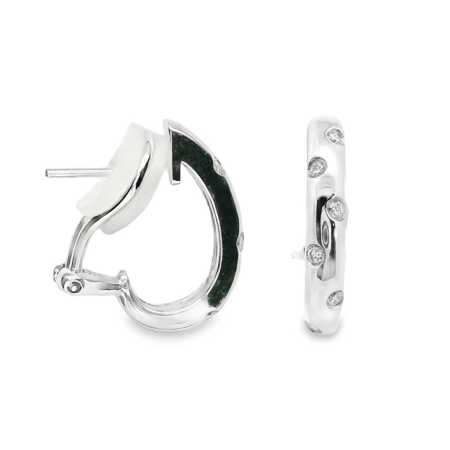 18kt White Gold Natural Diamonds Medium Hoop Earrings (0.18ct)