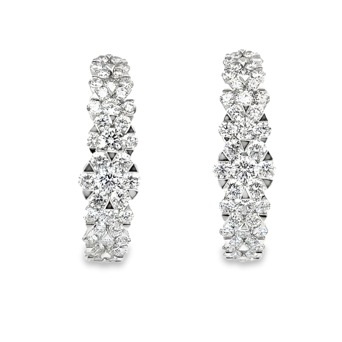 18K White Gold Natural Diamonds Medium Hoop Earrings (3.48ct)