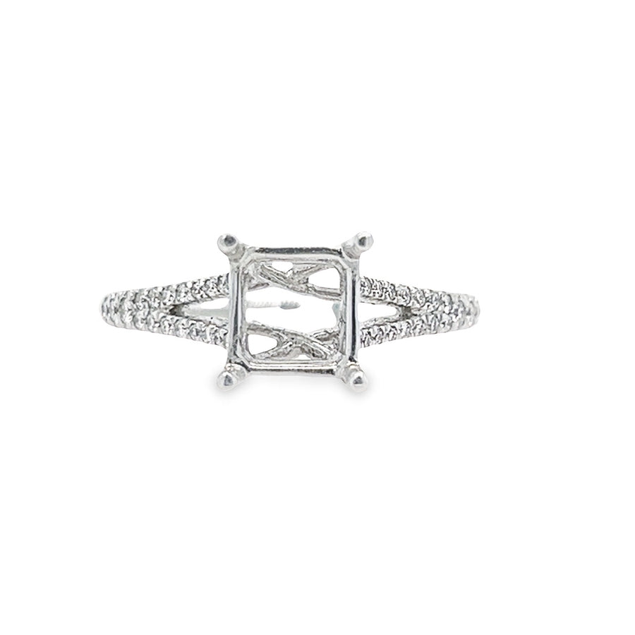 18K White Gold Round Diamond Semi-Mount Ring (.21ct)