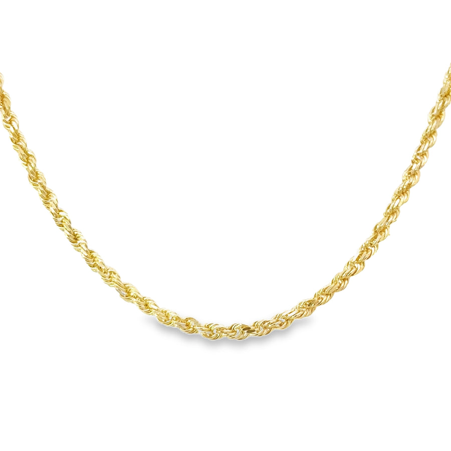 14K Yellow Gold 20" 2.5mm Diamond Cut Rope Chain (9.5g)