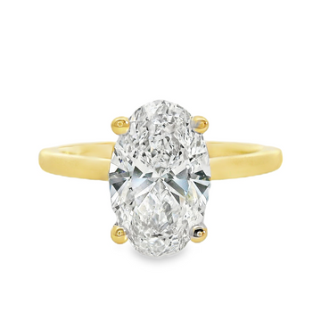 18kt Two-Tone Lab-Grown Oval Diamond and Natural Round Diamonds Hidden Halo Engagement Ring (2.18ct)